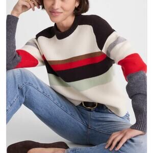 Madewell Raglan-Sleeve Sweater Colorblock Merino Wool Multicolor Stripe XS NWT